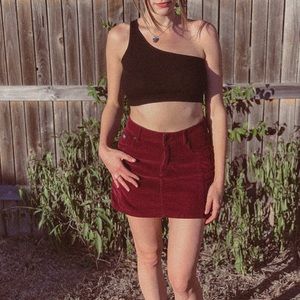Super Dry Red Corduroy Mini Skirt 🍓